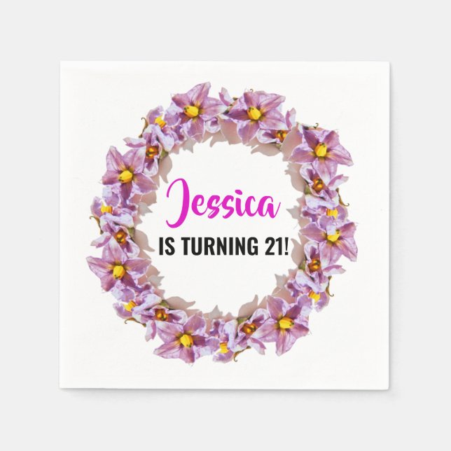 21 tropisches Rosa, Lila, blauer Cocktail Serviette (Vorderseite)