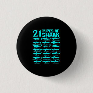 21 Types of Shark Marine Biology Gift Button