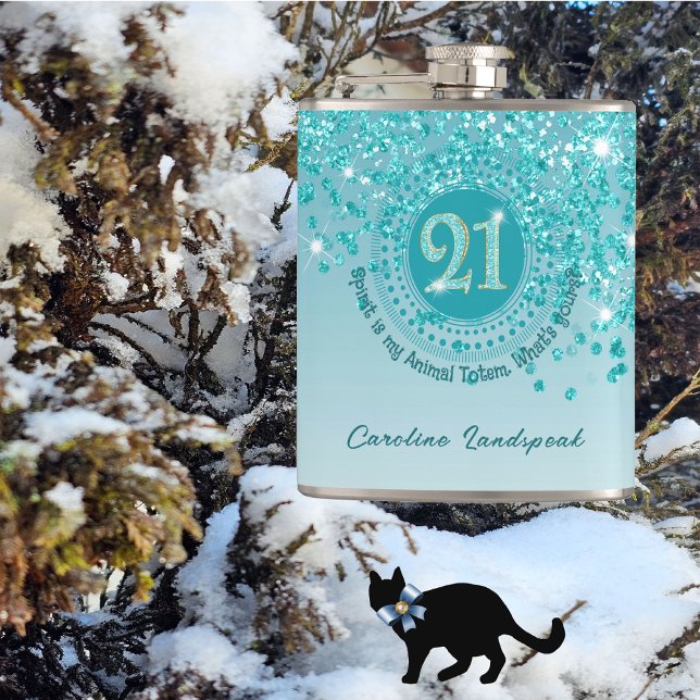 21. und Aquamarines Blue Glitzer & Drink Angebot Flachmann (Von Creator hochgeladen)