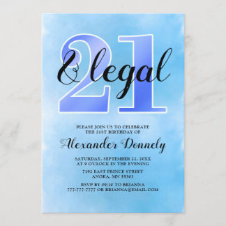 21 und "Legal Blue Invitation" Einladung