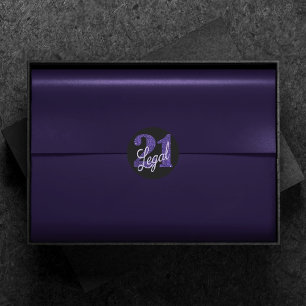 21 und Rechts   Lila Imitate Glitzer 21. Geburtsta Runder Aufkleber