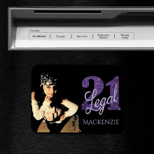 21 und Rechts LILA IMITATE GLITZER FOTO Magnet