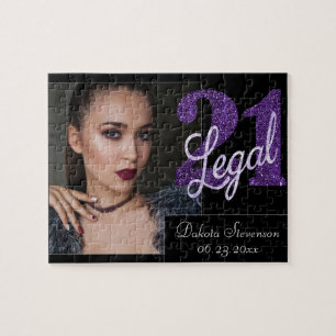 21 und Rechts LILA IMITATE GLITZER FOTO Puzzle