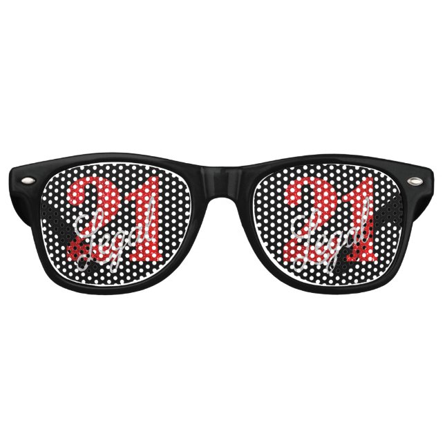 21 und Rechts | Rote Imitate Glitzer 21. Geburtsta Partybrille (Vorderseite)