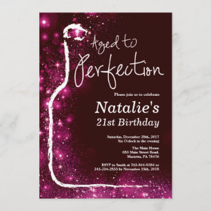 21. Wein Geburtstag Alter bis Perfektion Rosa Glit Einladung