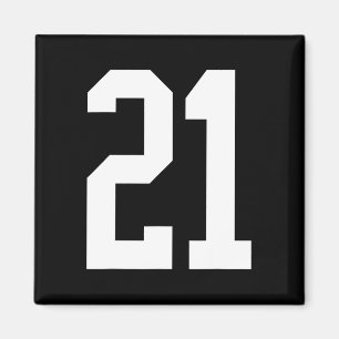 #21 Weißer Nummer 21 Sportfanstil Magnet