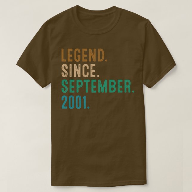 21 Year Old Gift Legend Since September 2001 21st  T-Shirt (Design vorne)