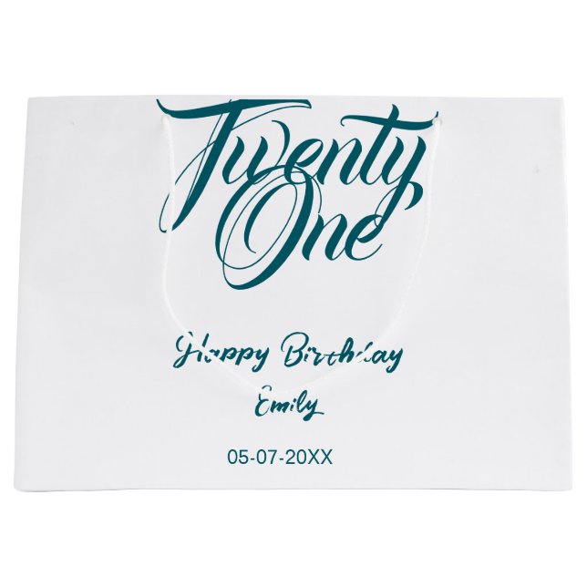 21st birthday add name date year blue template thi große geschenktüte (Vorderseite)