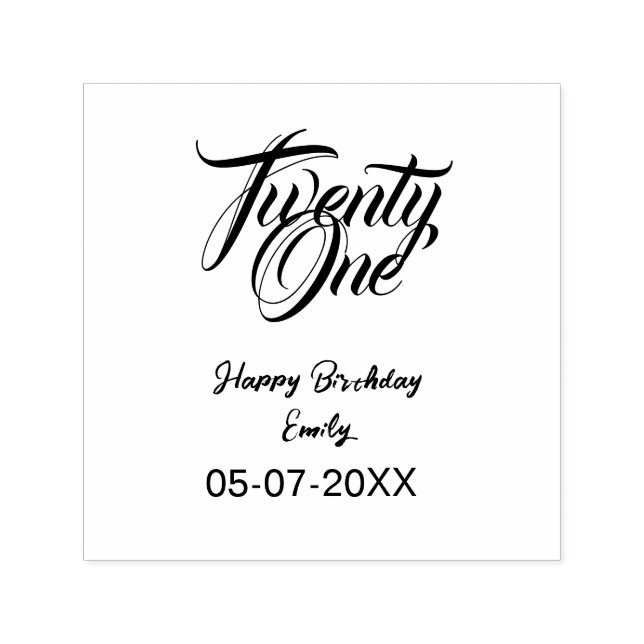 21st birthday add name date year blue template thi permastempel (Design)