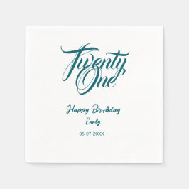 21st birthday add name date year blue template thi serviette