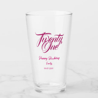 21st birthday add name date year pink template thi glas