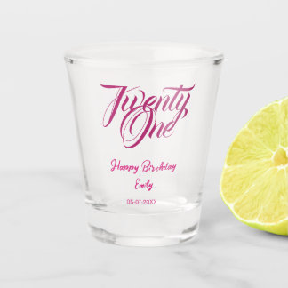 21st birthday add name date year pink template thi schnapsglas