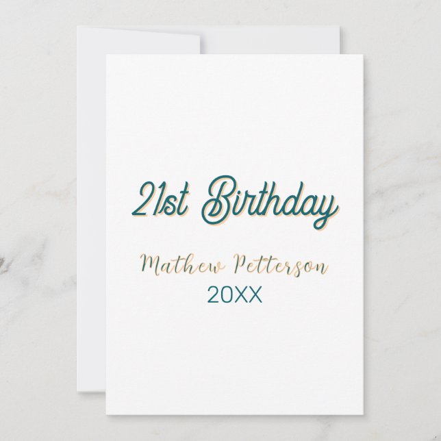 21st birthday blue orange stylish boho retro name  einladung (Vorderseite)