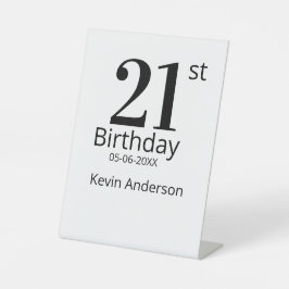 21st birthday bold letter name date simple man boy sockelschild