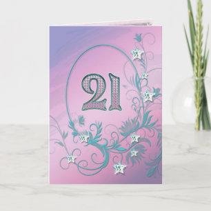 21st Birthday card with diamond stars Karte