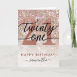 21st Birthday Chic Glitter Schatten Karte<br><div class="desc">Modern chic girly birthday card for 21st birthday. Design Featuring Champagner Sparkly Glitter Textur,  Rose Gold 21 und Calligraphy Script Twenty One.  Personalize with a name and your message.</div>