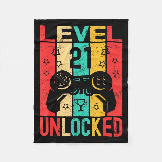 21st Birthday Level 21 Unlocked Gamer Funny Birthd Fleecedecke (Vorderseite)