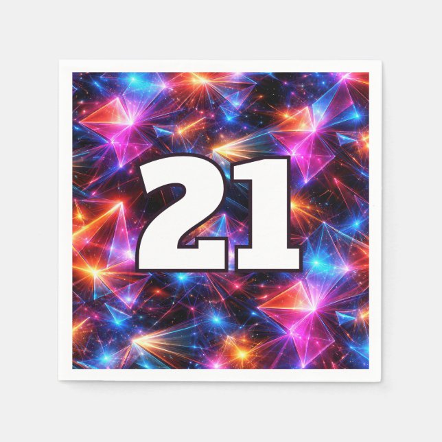 21st Birthday Neon Polygon Abstract  Serviette (Vorderseite)