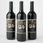 21st birthday party diamonds glitter black gold weinetikett<br><div class="desc">Ein elegantes,  glamouröses und mädchenhaftes 21. Geburtstagswein oder Schaumwein Flaschenlabel. Schwarz farbene Imitate Glitzer mit Imitaten goldenen Diamant-Sprinkle und einem goldenen Rahmen. Vorlagen für einen Namen,  21 Jahre und ein Datum. Geburtsdatum oder das Datum des Party/Jahrestages. Weiße und goldfarbene Buchstaben. Der Name wird mit einem handgeschriebenen Stilskript geschrieben.</div>