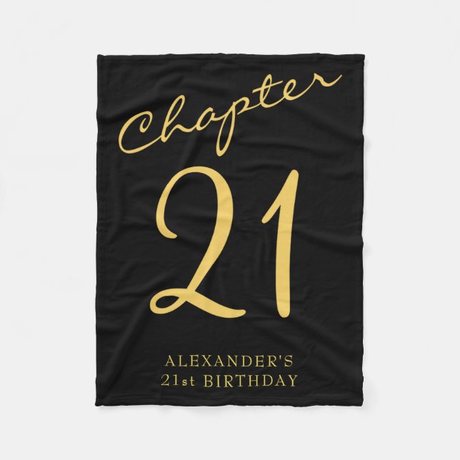 21st Birthday Party Gold Script Blue  Fleecedecke (Vorderseite)