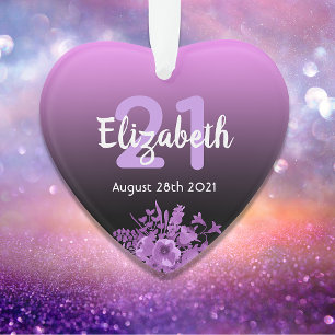21st birthday party purple black gradient name ornament