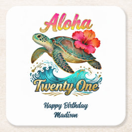 21st Birthday Personalized Tropical Ocean Theme Rechteckiger Pappuntersetzer