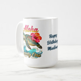 21st Birthday Personalized Tropical Sea Turtle Kaffeetasse