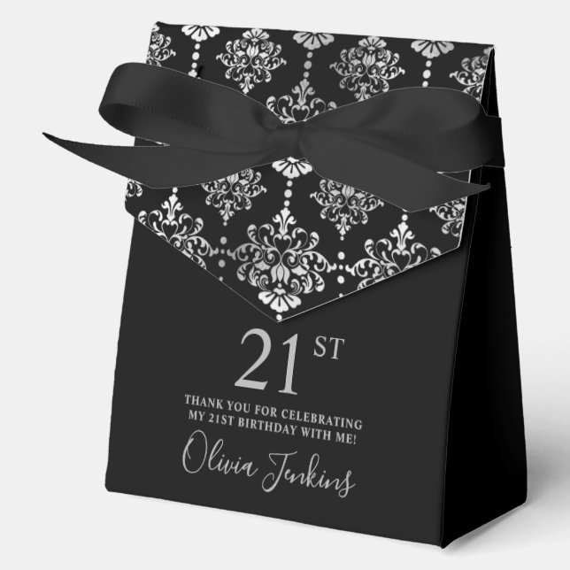 21st Birthday Silver Elegant Thank You  Geschenkschachtel (Vorderseite)