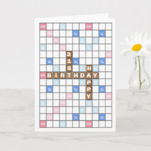 21st Birthday, Word Game Board Karte