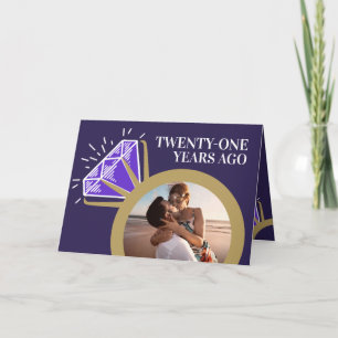 21st wedding anniversary now then photo card karte