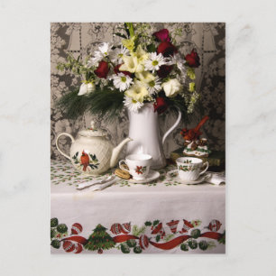2209 Teatime Floral Still Life Christmas Feiertagspostkarte