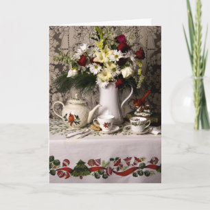 2209 Teatime Floral Still Life Weihnachtskarte Feiertagskarte