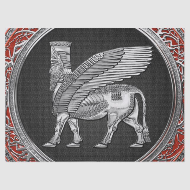[220] Assyrian Winged Bull - Silver Lamassu Seidenpapier (Vorderseite)