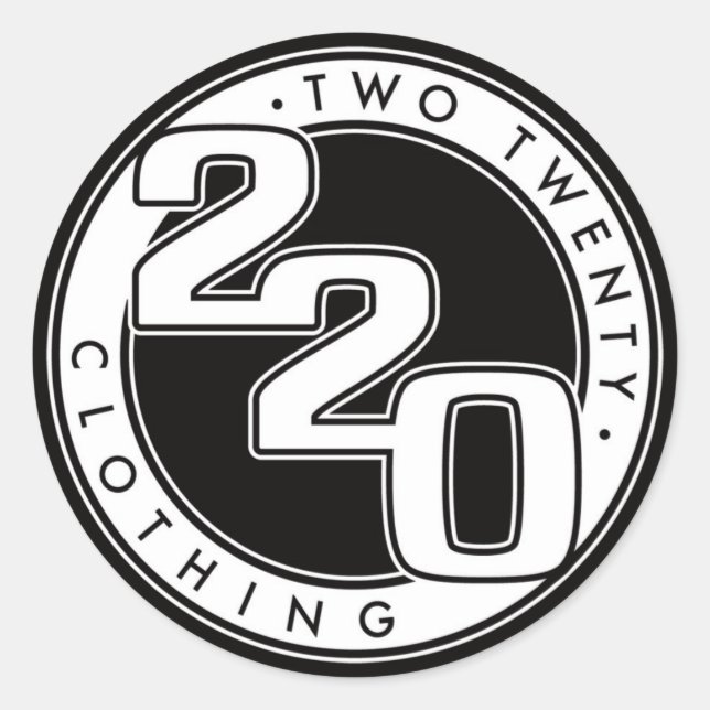 220 Bekleidungslogo Runder Aufkleber (Vorderseite)