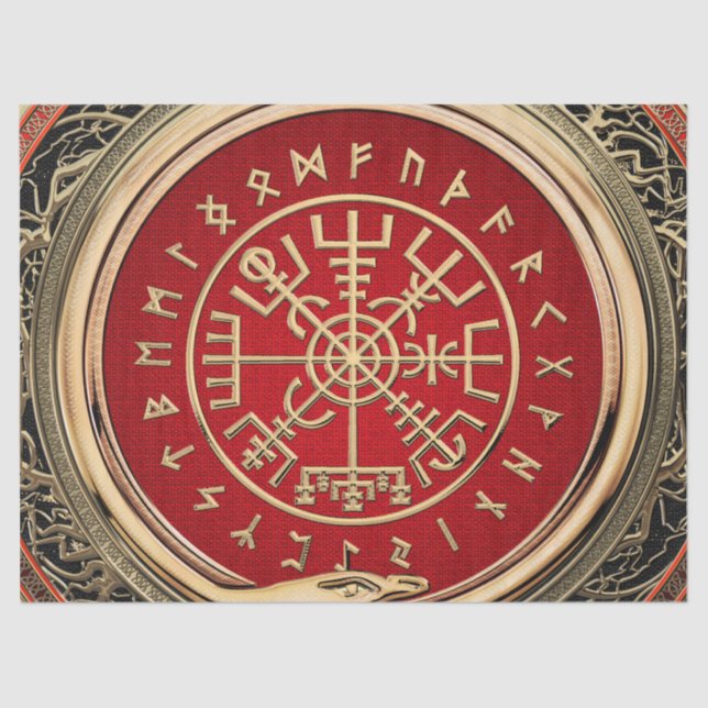 [220] Vegvisir - Viking Gold Magic Runic Compass Seidenpapier (Vorderseite)