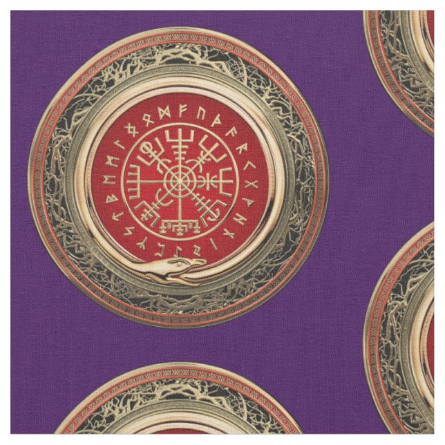 [220] Vegvisir - Viking Gold Magic Runic Compass Stoff (Nahaufnahme)