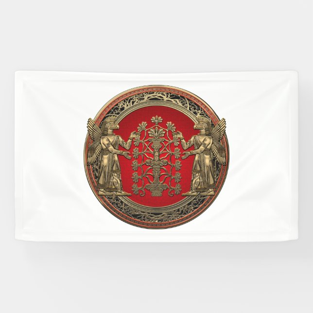 [220] Zwei goldene Ninurtas mit Baum des Lebens Banner (Horizontal)