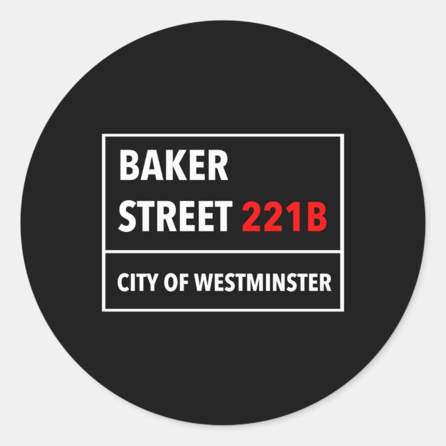 221B-Street Baker Style of a London UK W1 Street S Runder Aufkleber (Vorderseite)