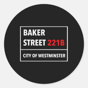 221B-Street Baker Style of a London UK W1 Street S Runder Aufkleber