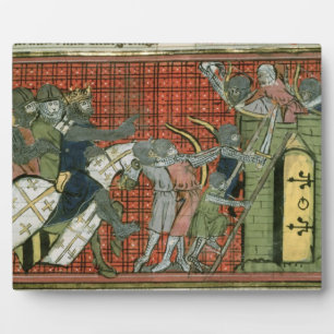 22495 f.36r Angriff auf eine Stadt, von Le Roman d Fotoplatte