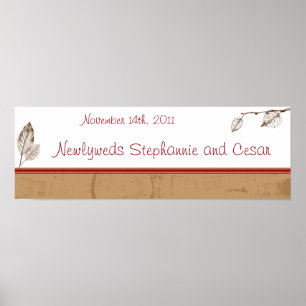 22,5"x7,5" Personalisiert Banner Braune Blätter Poster