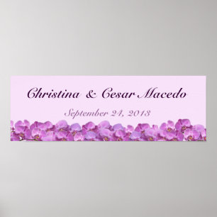 22,5"x7,5" Personalisiert Banner Lila Orchideen au Poster