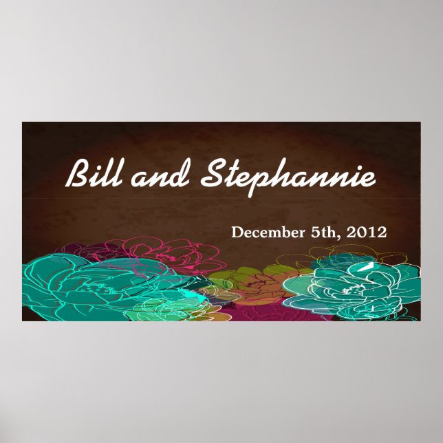 22,5"x7,5" Personalisiert Banner Neon Spring Flora Poster (Vorne)