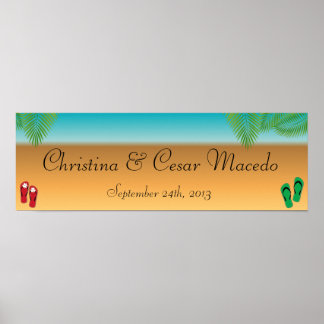 22,5"x7,5" Personalisiert seine Sandalen am Strand Poster