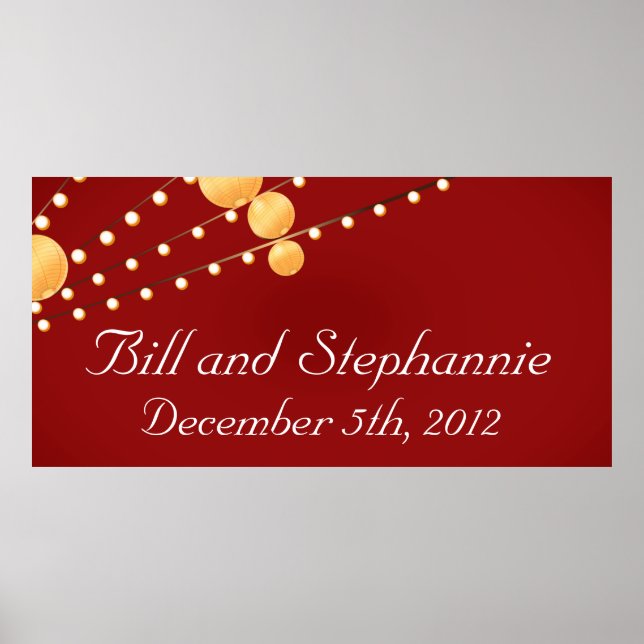 22,5"x7,5" Personalisierte Bannerpapierlaternen ro Poster (Vorne)