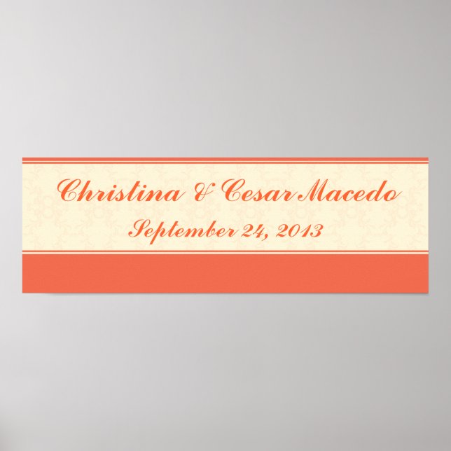 22,5"x7,5" Personalisierte Pinkel-/Pfirsich-Formko Poster (Vorne)