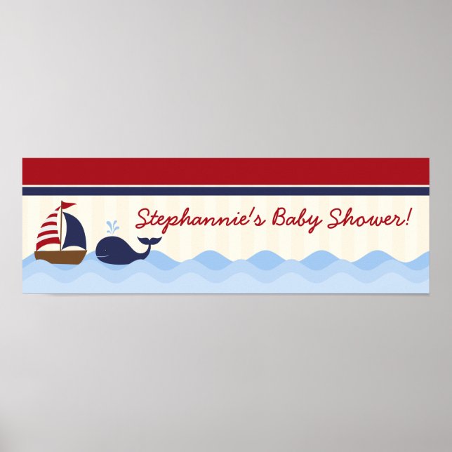 22,5"x7,5" Personalisierter Banner Ahoy Nautical W Poster (Vorne)