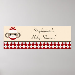 22,5"x7,5" Personalisierter Banner Red Sock Affe Poster