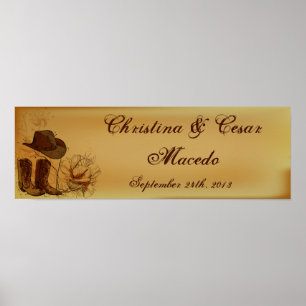 22.5"x7.5" Personalisierter Western Cowgirl Hut/Bo Poster