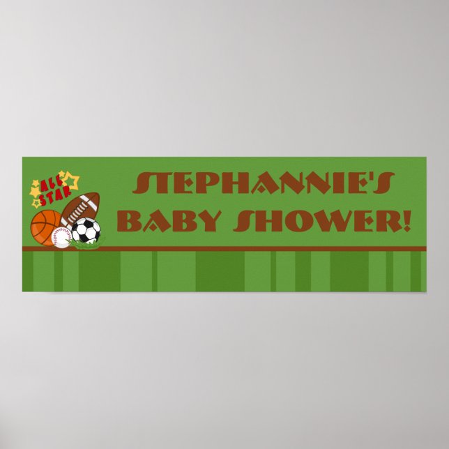 22,5"x7,5" Personalisiertes Banner All Star Green Poster (Vorne)